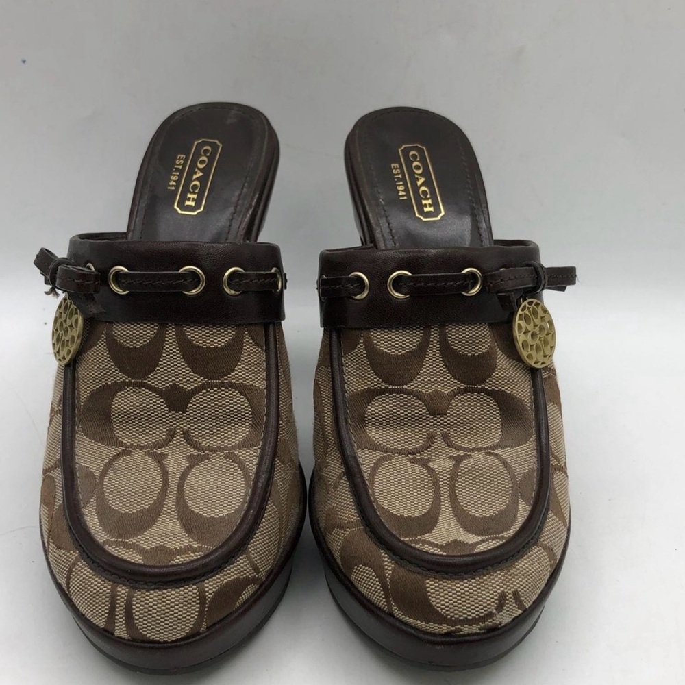Coach Tan and Brown Women's Mules